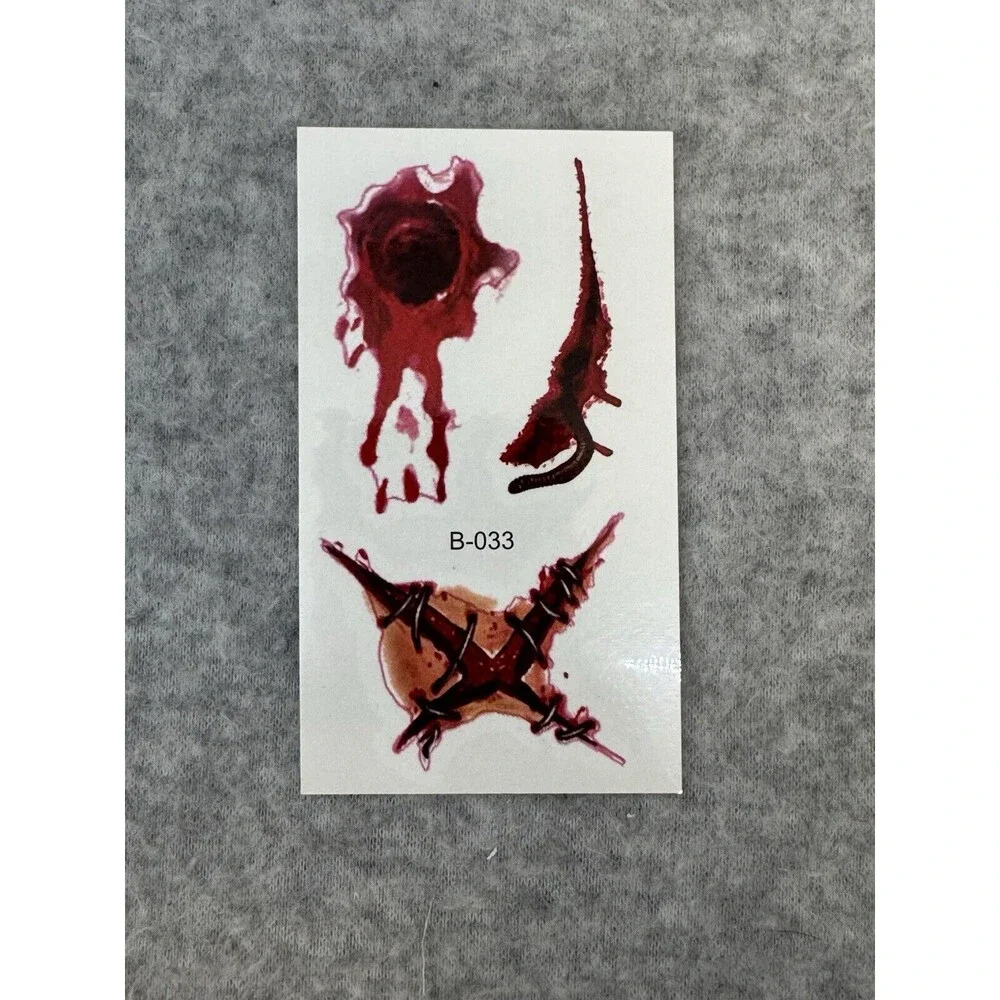 10 Sheet Halloween Temporary Tattoo Stickers Fake Blood Wound Scar Costume Props